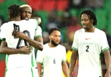 Osimhen Fires Nigeria Into Playoff Final After Extra-Time Drama Victor Osimhen celebrates after scoring in extra time, helping Nigeria secure a crucial 4-1 victory over Gabon